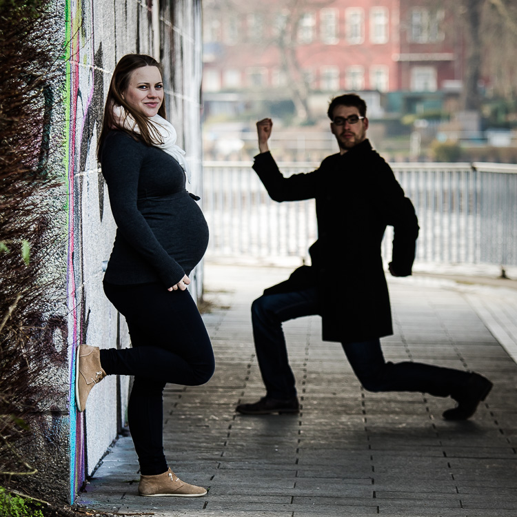 Babybauch, Paar, Pärchen, Brücke, Ufer, Berlin, schwanger, Schwangerschaft