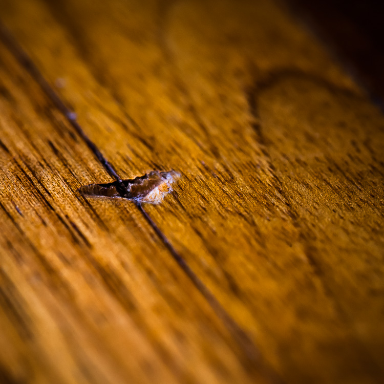 Parkett, Fußboden, Kerbe, Schramme, Schaden, Nussbaum