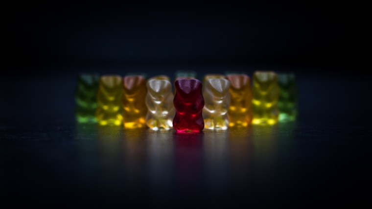 Gummibärchen, bunt, Formation, Phalanx