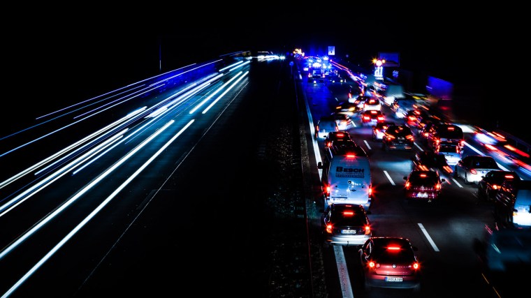 Stau, Autobahn, Nacht, Lichter